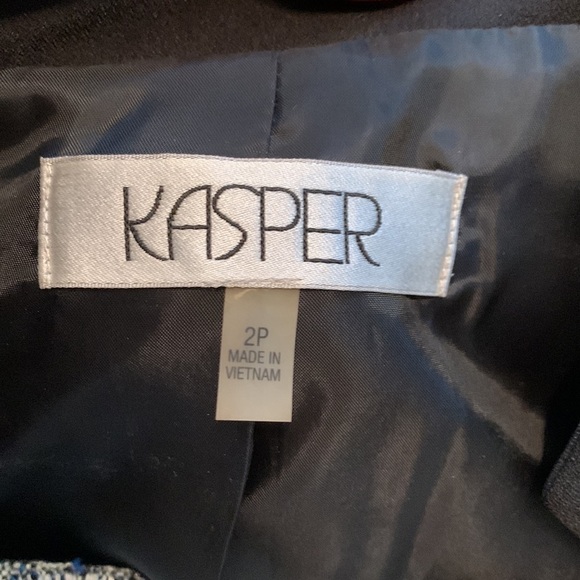 KASPER Cropped 3/4 Sleeve Tweed Jacket Blue White & Black Women’s 2P - Picture 3 of 16